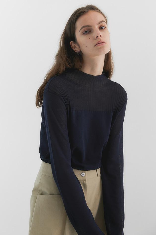 Rene Seethrough Knit_Navy