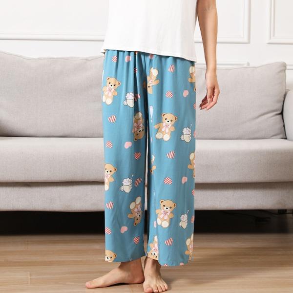 부들부들 쿨링 아이리스 파자마 와이드 팬츠 (3종 택1) 귀여운 잠옷 바지 곰돌이 베어