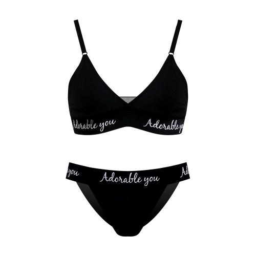 [AdorableYou] 시그니쳐 브라렛 세트- 블랙 (풀컵,팬티3종택1)