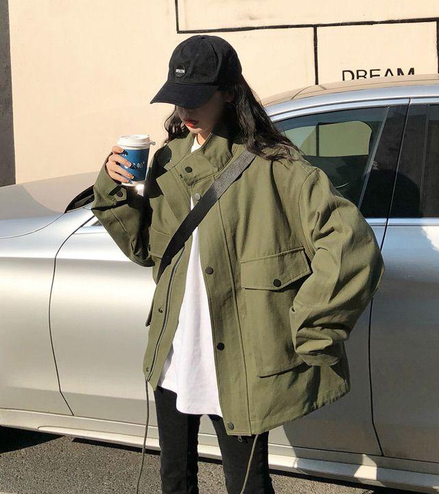 [쿠폰] J134-1 펠타드 빅사이즈 봄가을 야상점퍼 44-120