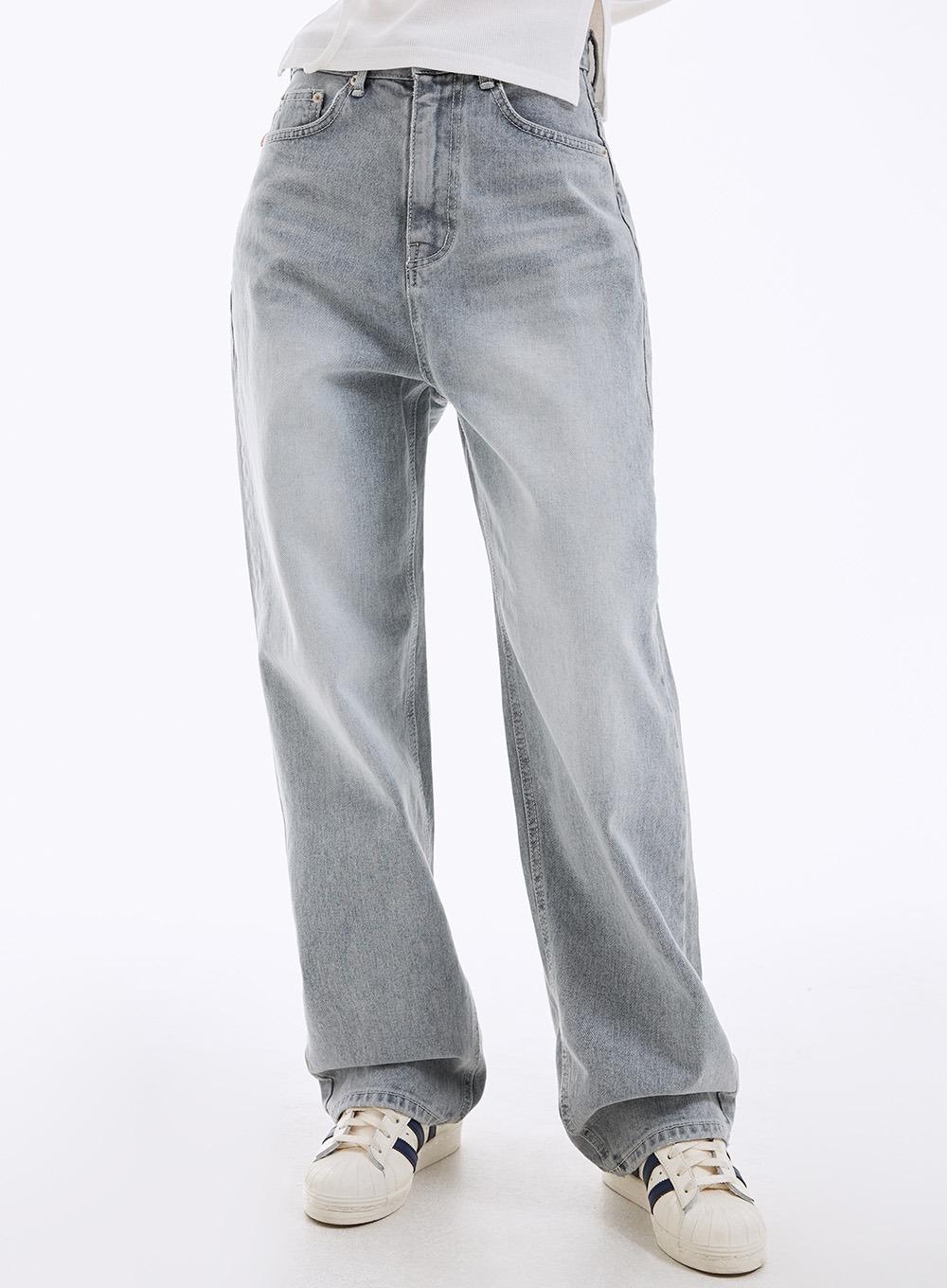 리누아 워싱 와이드 데님팬츠