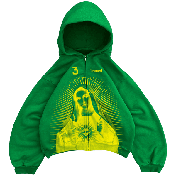 Green Mary Zip Up Hoodie