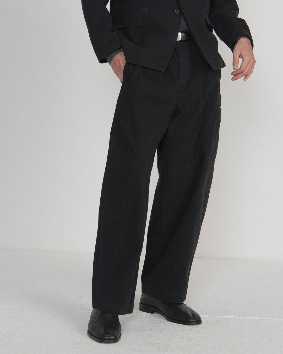 Washed Cotton Trouser, Black