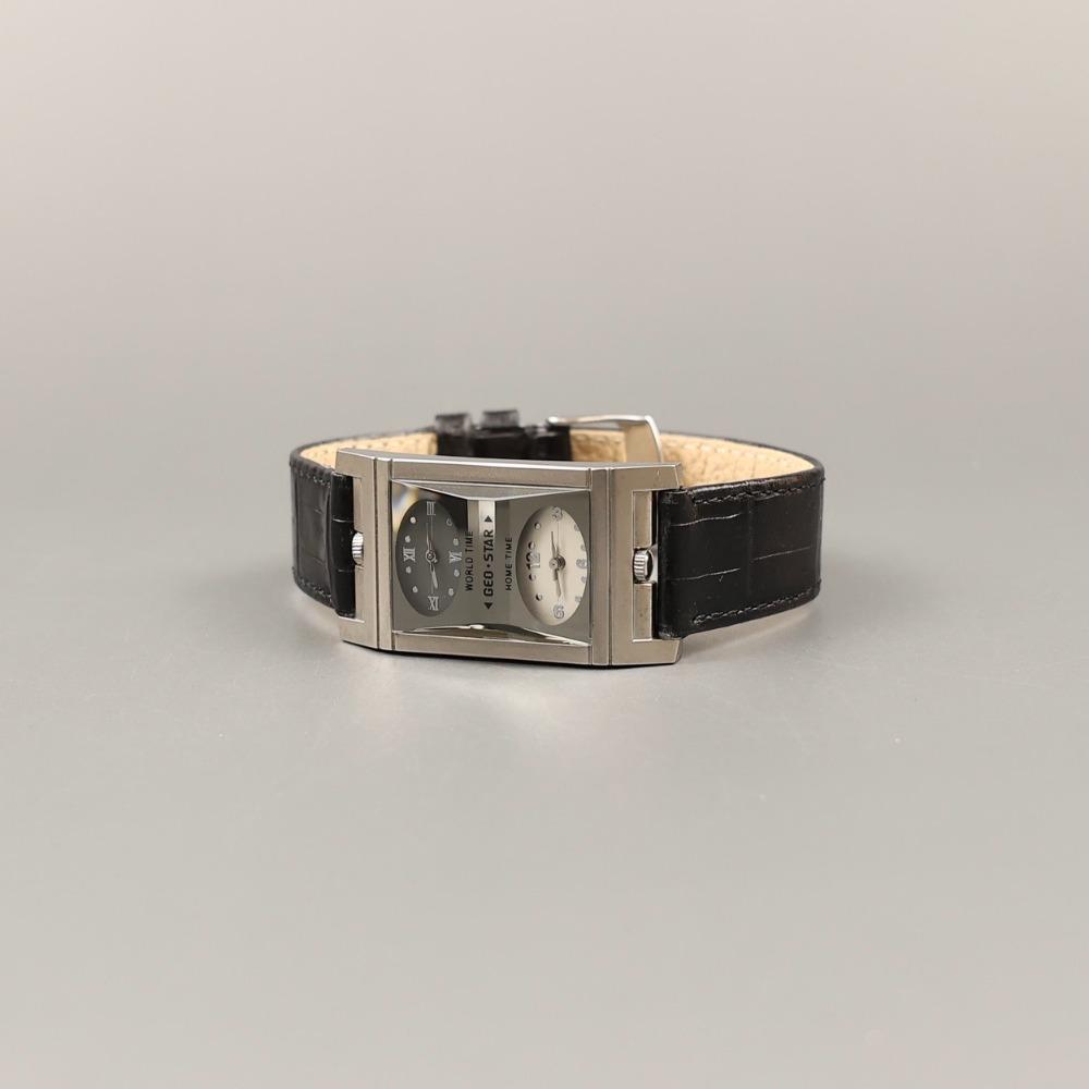 Two dial watch (black leather)
