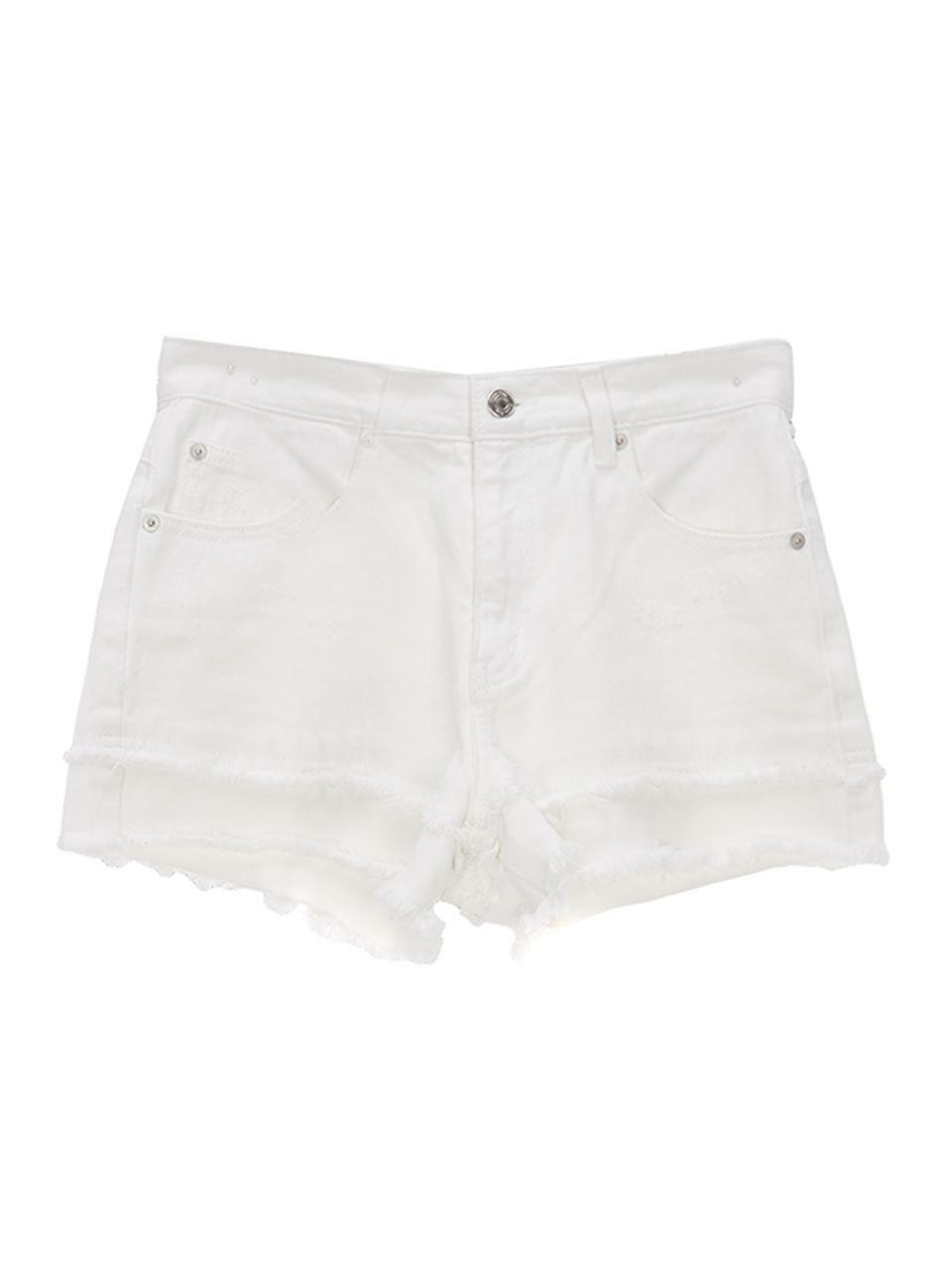 DOUBLE CUTTED DENIM SHORTS IN WHITE