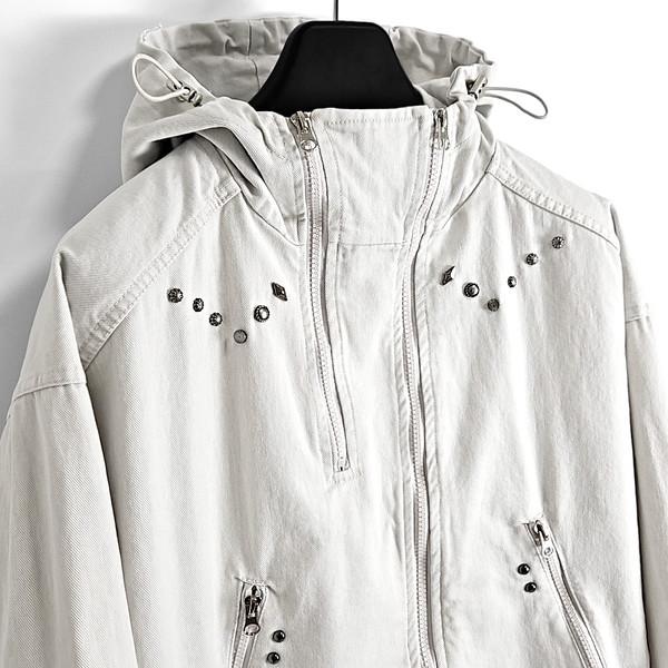 Kiella western multi zipper hoodie jumper (white)