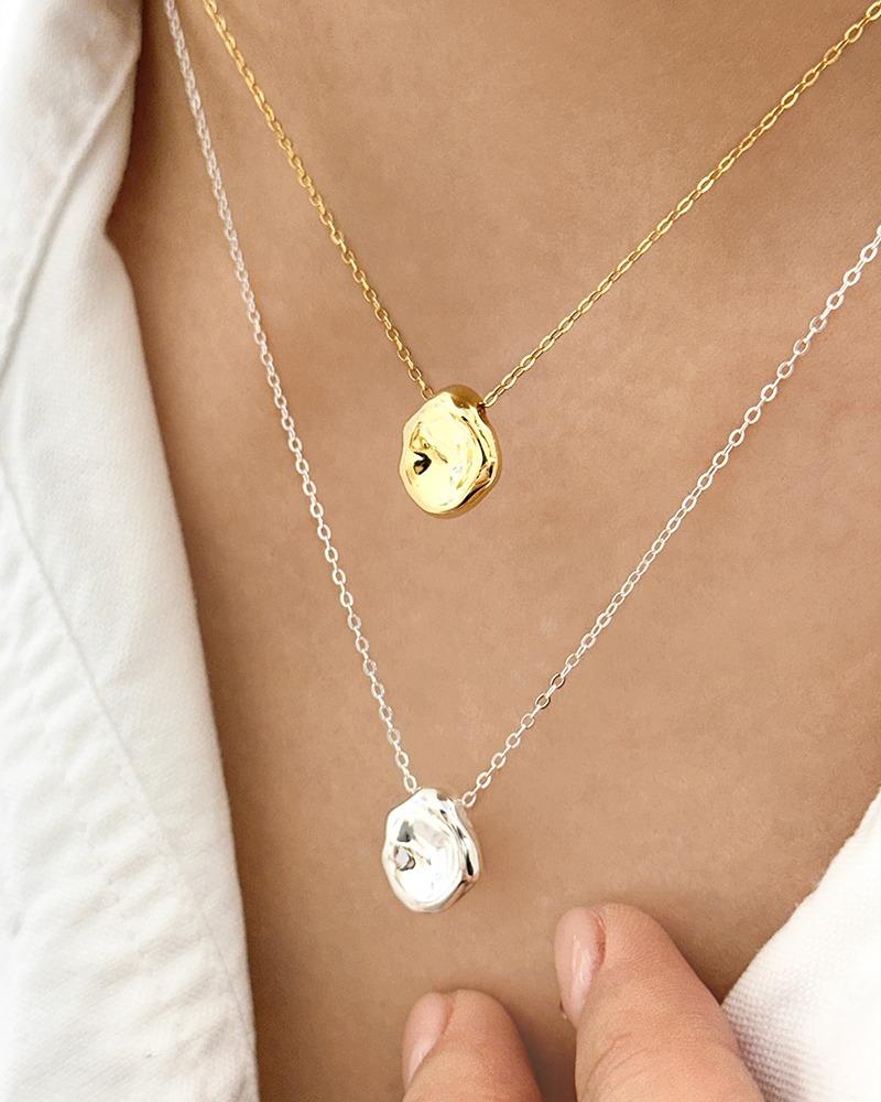 [온라인 단독] 실버925 플랫 물방울 목걸이 N5007