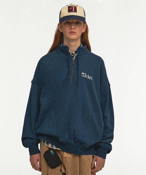 테켓(TEKET)  Plan Half Zip-Up Sweatshirt Navy - 사이즈 & 후기 | 무신사