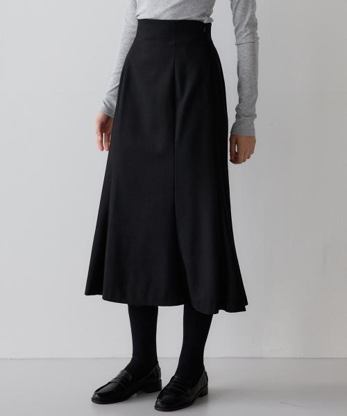 울 머메이드 스커트 - 블랙