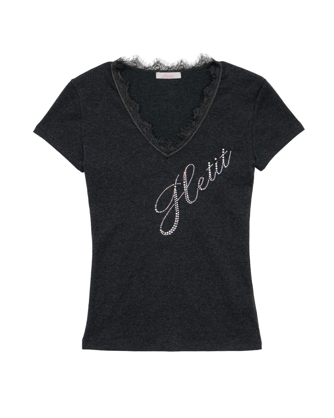 Lace Logo Short Sleeve T-shirt (Charcoal)