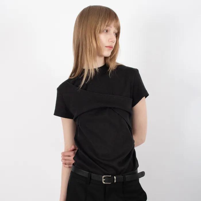 Layered Cross Top _ Black