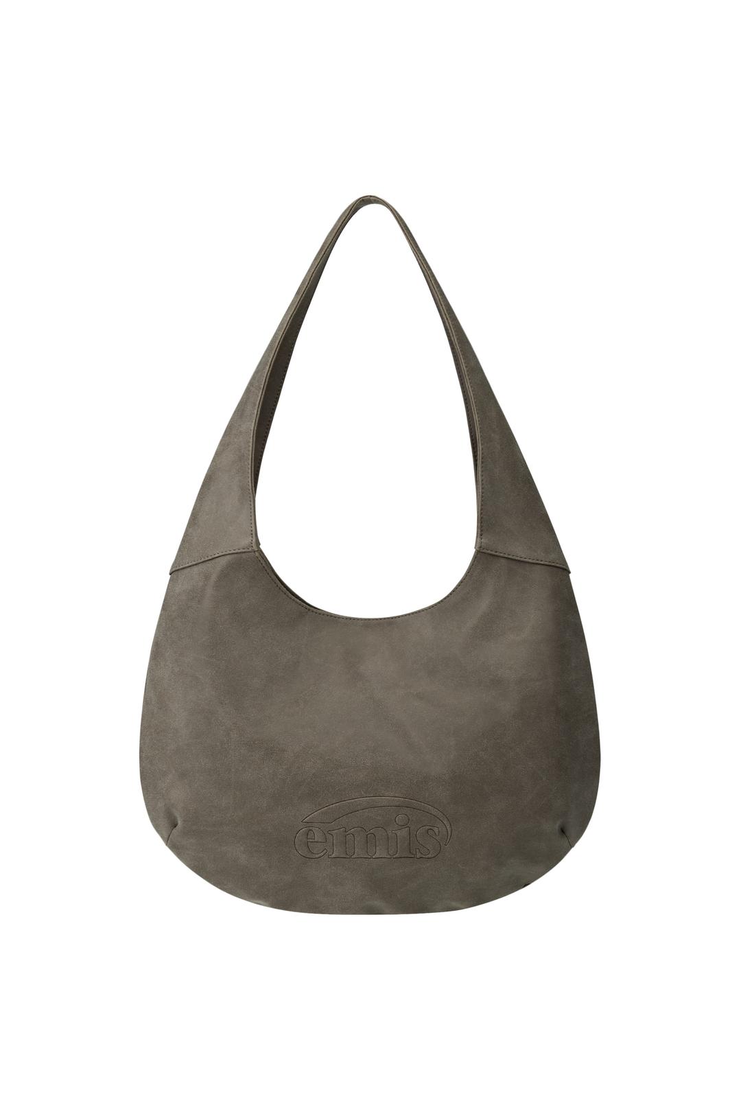LOGO EMBOSSED SHOULDER BAG-BROWN