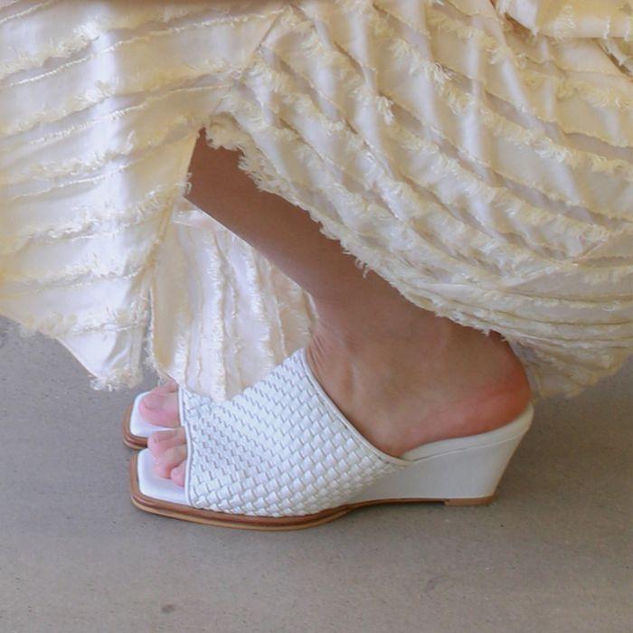 JANE SIMPLE WEDGE MULE _ MESH WHITE