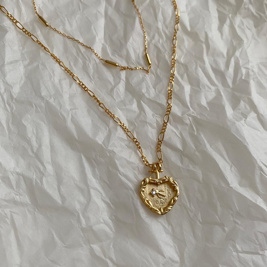 jha silver 925 vintage antique heart two lines cubic bird necklace silver necklace silver necklace