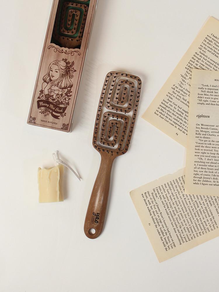 야오 헤어브러쉬 두피마사지 머리빗 우드미니