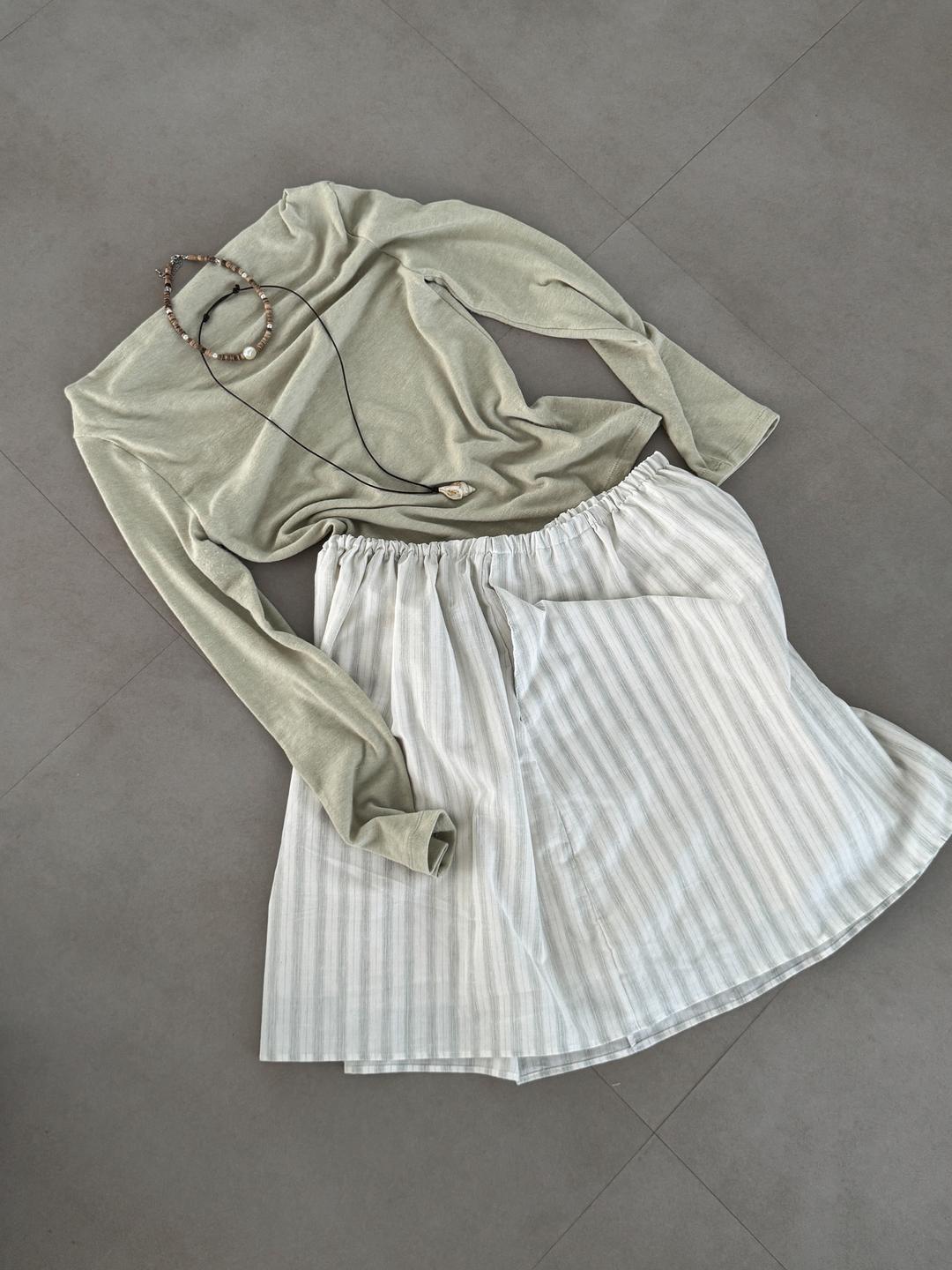 [9/26 예약 발송] [prts made] 베이직 하프 스커트(mint stripe)