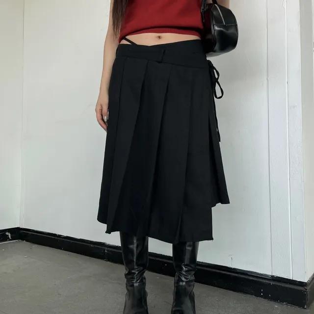 (2color) 윈터 플리츠 울 랩스커트