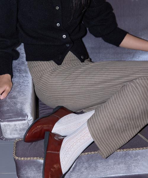 매트 빈티지 스트라이프 스커트 머드 베이지