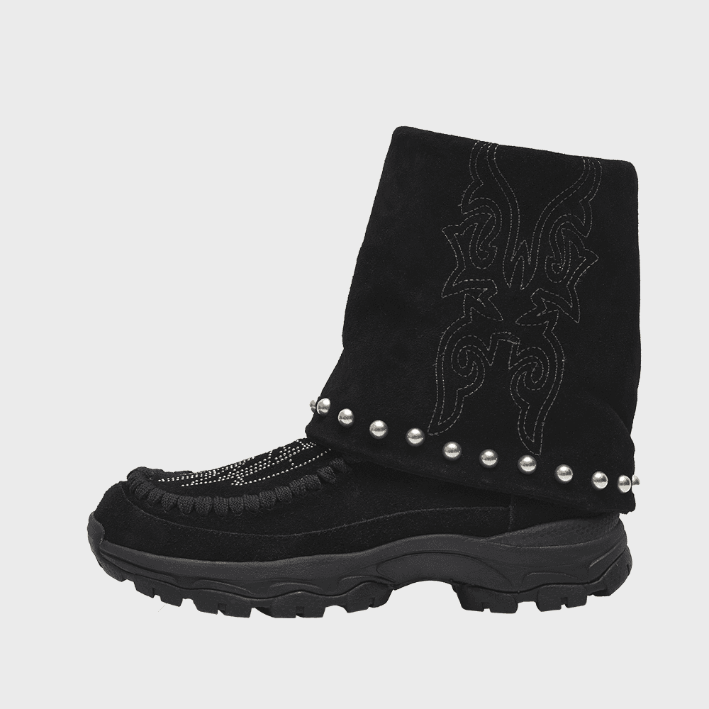 [WESKEN X NOTTZ] WESTERN SYMBOL STUDDED BOOTS BLACK