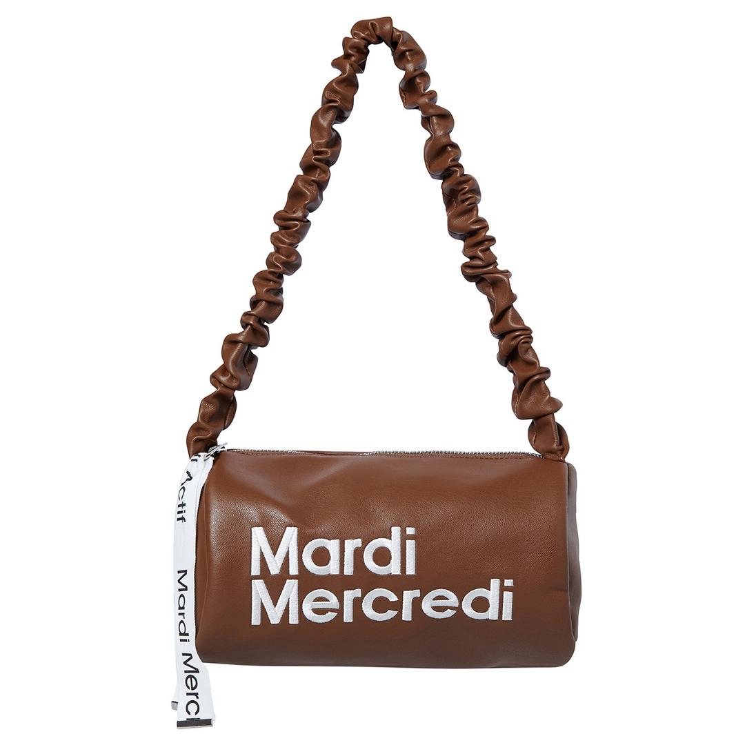 FAUX LEATHER SHOULDER BAG CYLINDER_BROWN IVORY