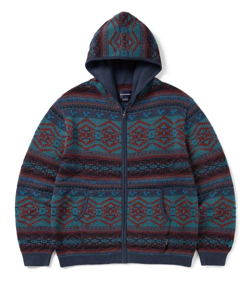 Hooded Zip Up Sweater Navy