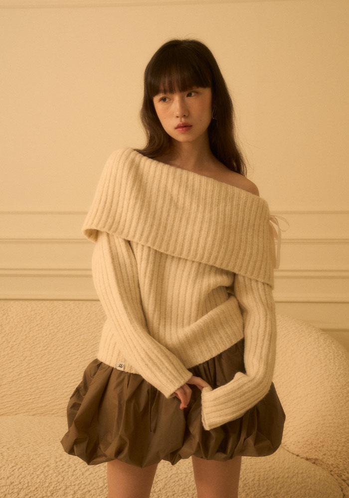 HOLIDAY OFF-SHOULDER KNIT-IVORY