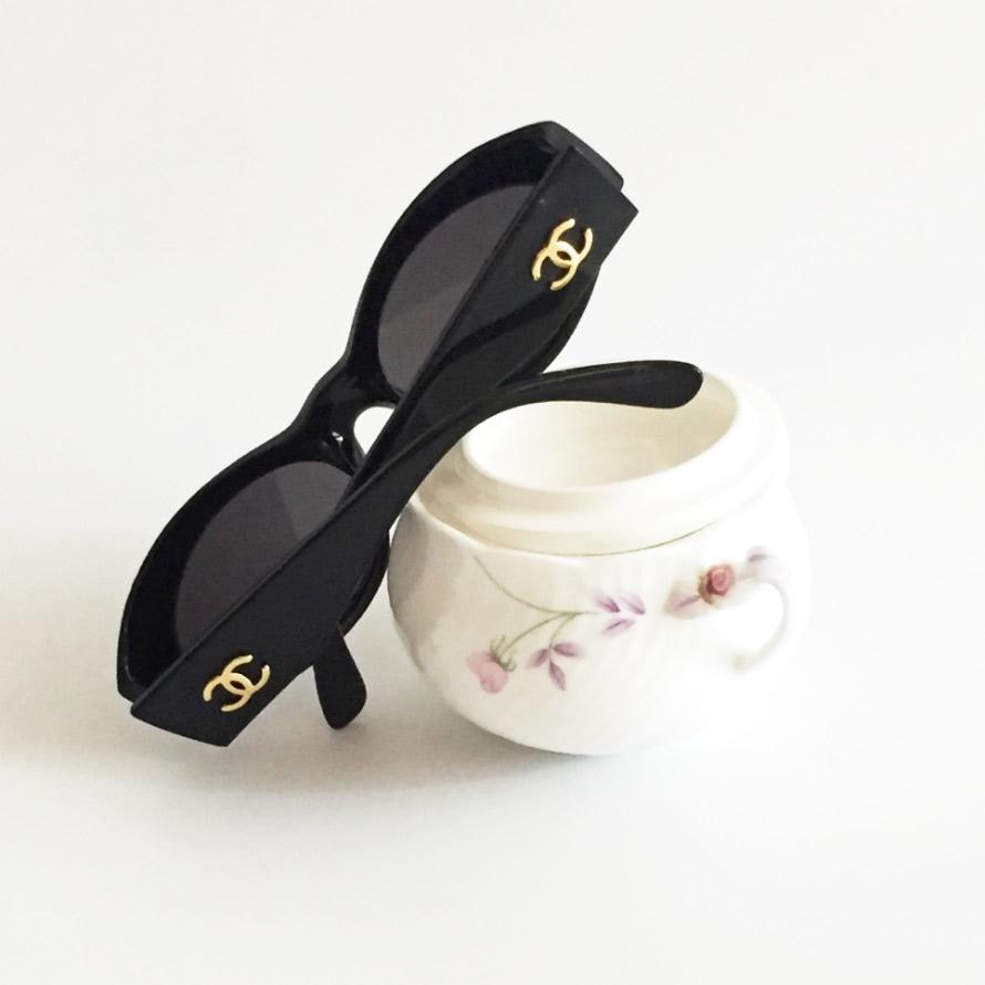 black cat's overfit chanel vintage sunglasses