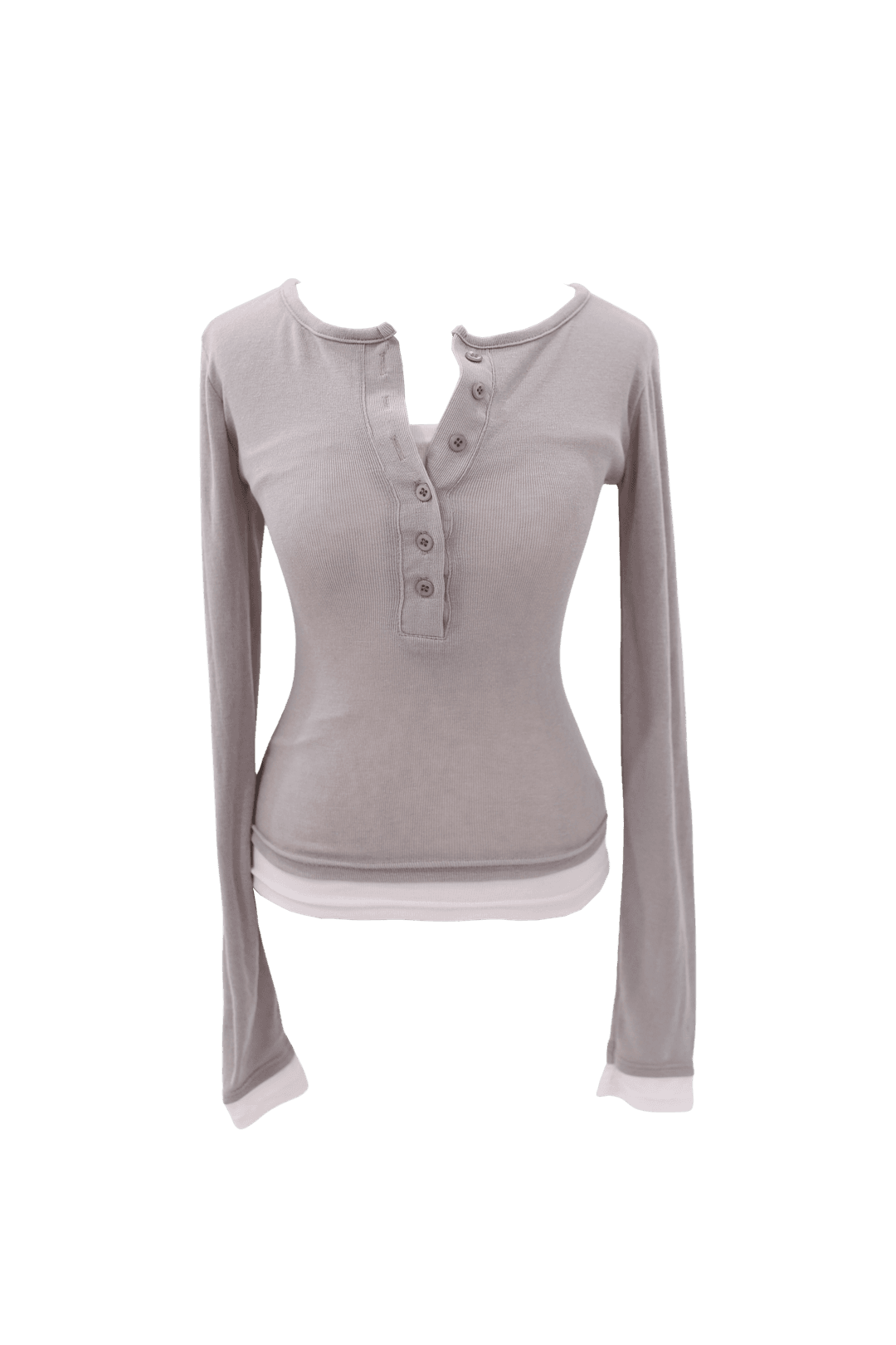 [Pink orchid house] Button layered T (3color) (Pink)