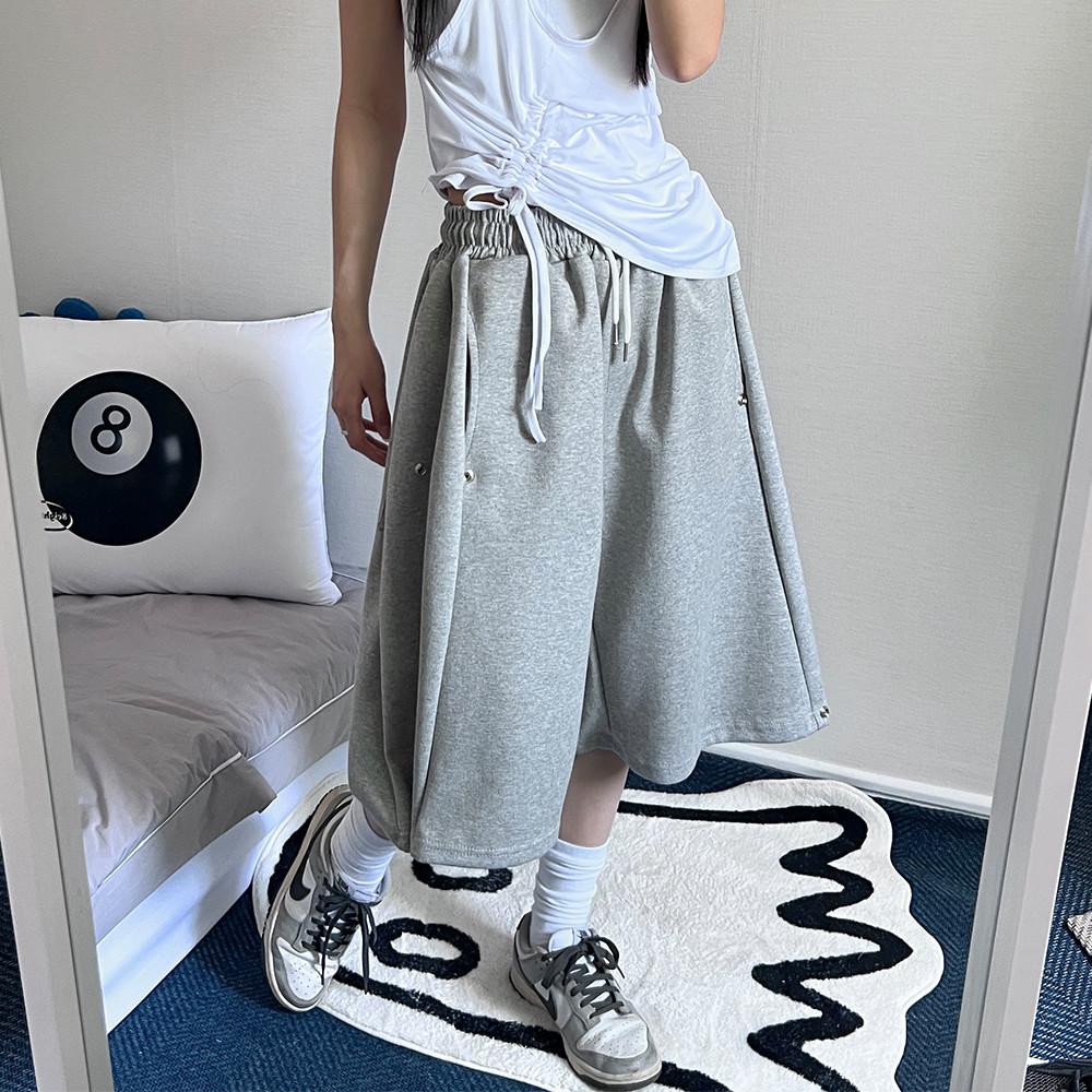 [진짜핏보장/6c] 빈프 버뮤다 사이드 스냅 버튼 8부 와이드 밴딩 트레이닝 면 반바지