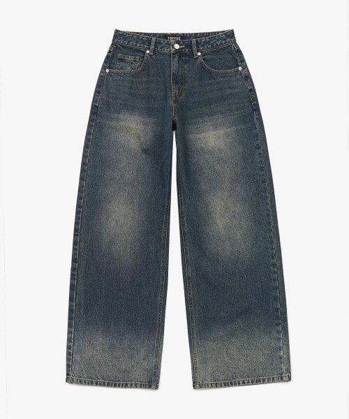 로우라이즈 와이드 데님 팬츠 (WASHED INDIGO)