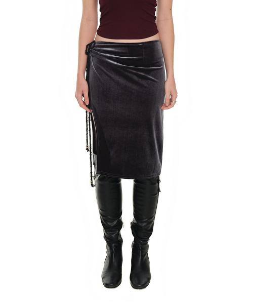 벨루어 미디 스커트 차콜