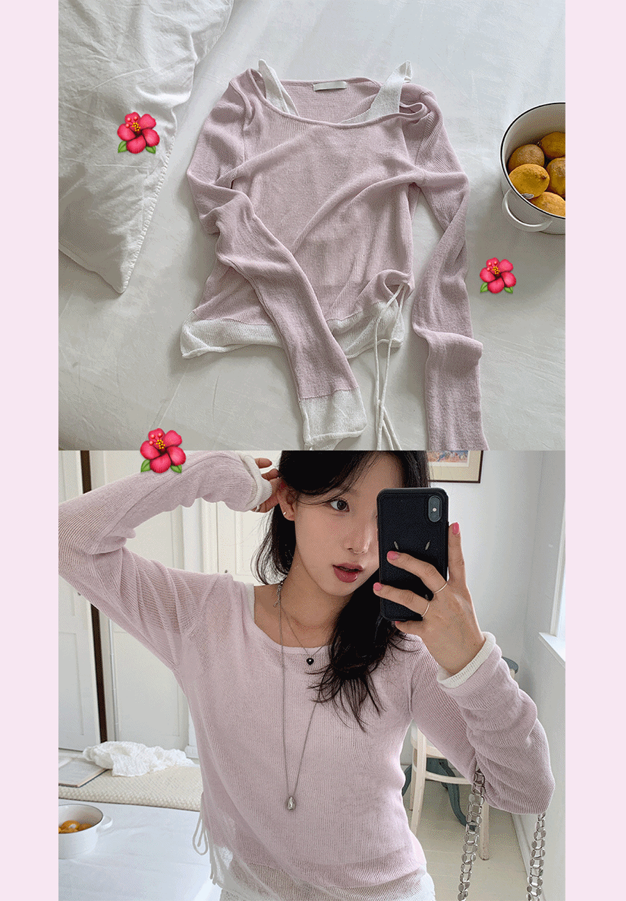 샤벳 나시 레이어드 여름 니트 3color