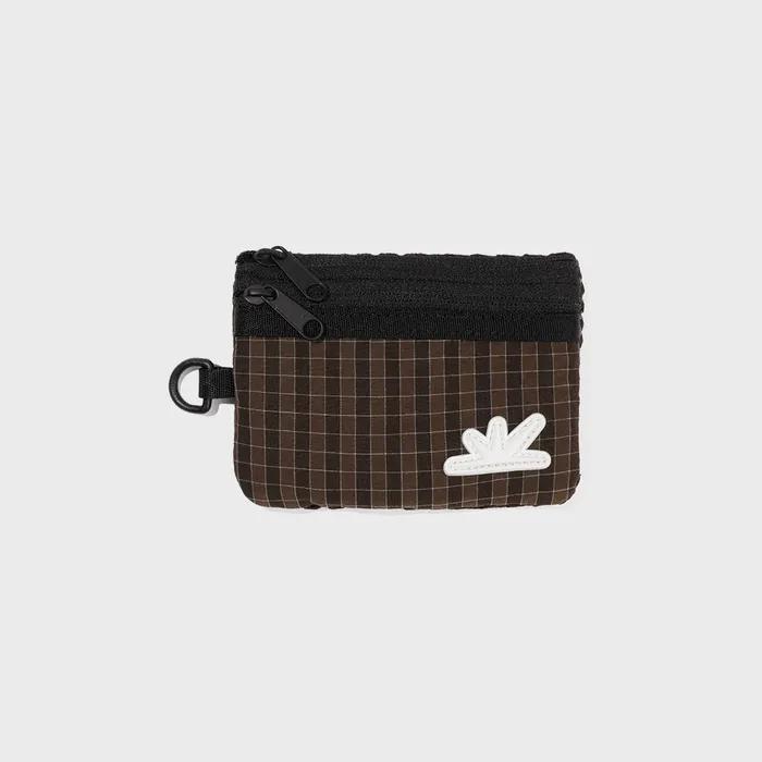 Zip Card Pouch Brown Grid