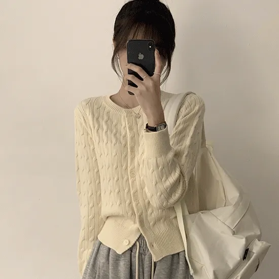 [슬림핏/인생 꽈배기] 가을 꽈배기 가디건의 정석, 라운드 가을 베이직 기본 긴팔 가디건 Y2K 아우터 8color