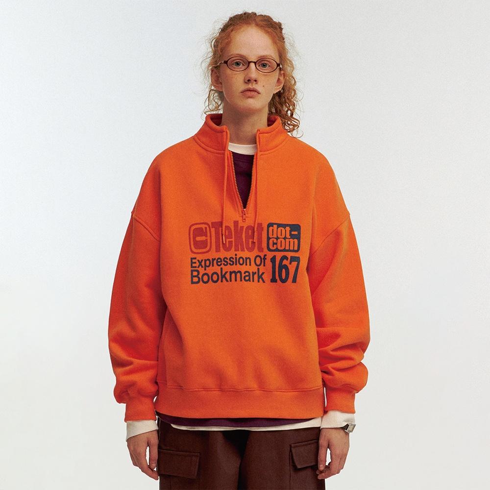 Bookmark Half Zip-Up Sweatshirt Orange