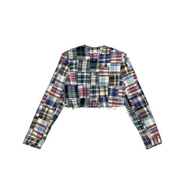 mosaic checeked raw cut jacket
