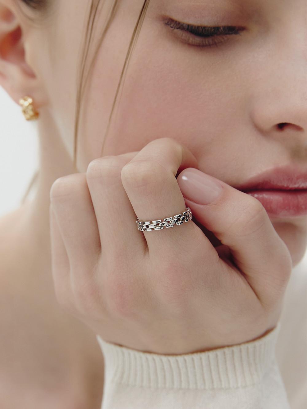 [Premium Plating] H링크 AB(W) 체인 반지 S HL3R63300WB