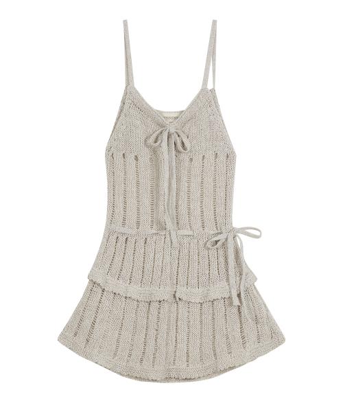 Knitted Sleeveless Dress [Beige]