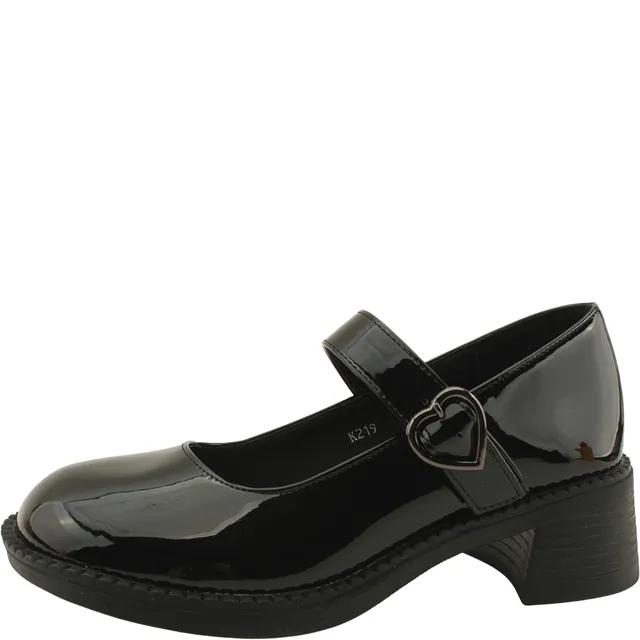 애나멜 메리제인 구두 통굽 미들힐 5cm