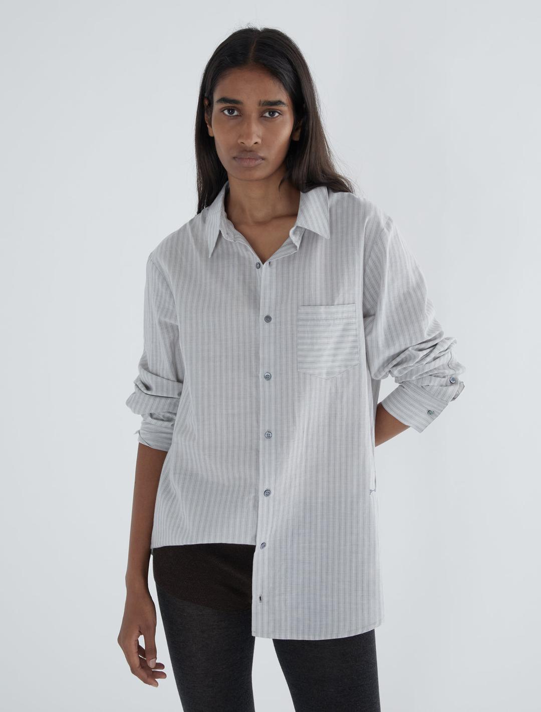 BOA-Grey men's striped cotton shirt