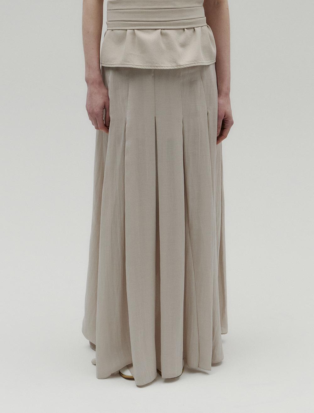 SOFT MAXI PLEATED SKIRT [BEIGE]