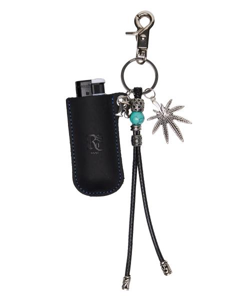 LEATHER CASE KEYRING - BLACK