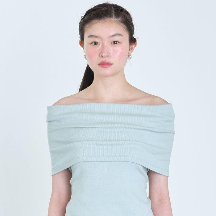 Back Tie Off Shoulder Top Baby Blue