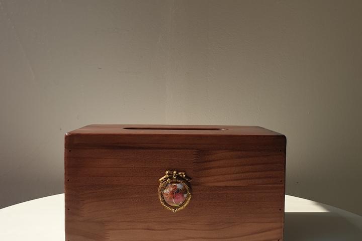 핸드메이드 원목 우드 각티슈 케이스 휴지 소품 소나무 명화