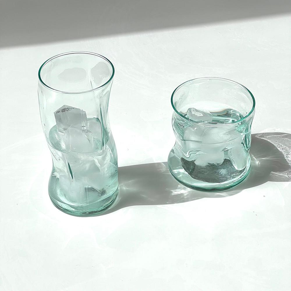 그레이스홈 오션 비정형 유리컵 카페 아이스 커피잔 위스키 하이볼 350ml