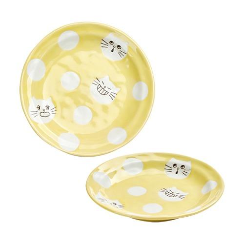 재팬 야옹이 노랑 접시