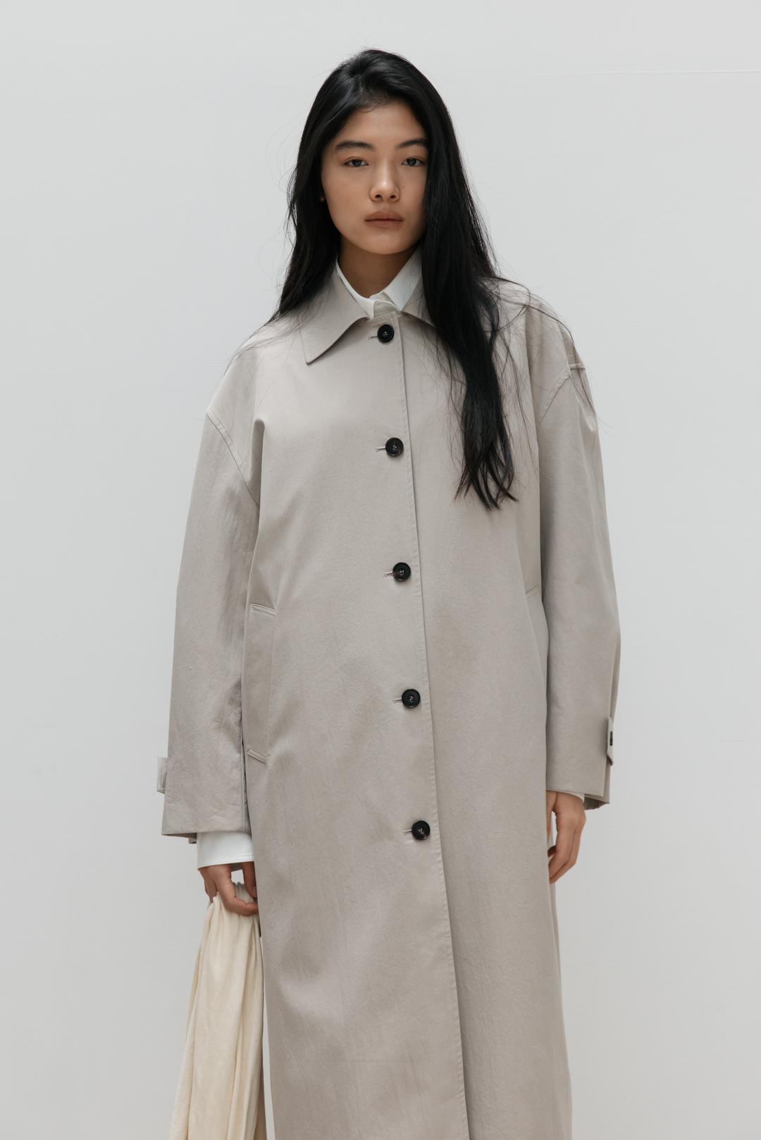 Classic Single Trench Coat (Beige)