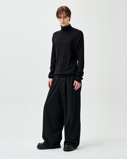 실크블렌드 홀가먼트 터틀넥 블랙 ZI2KT201BK