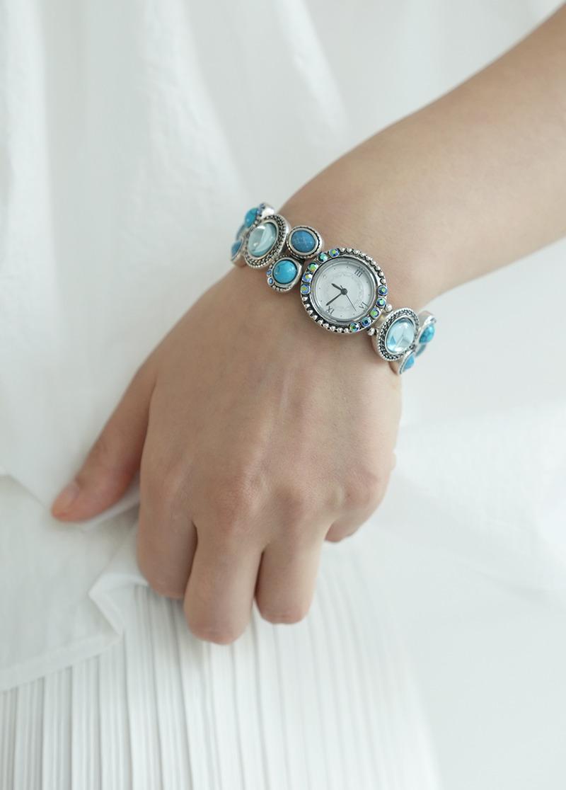 [B416] 블루 스톤 시계 팔찌 시선