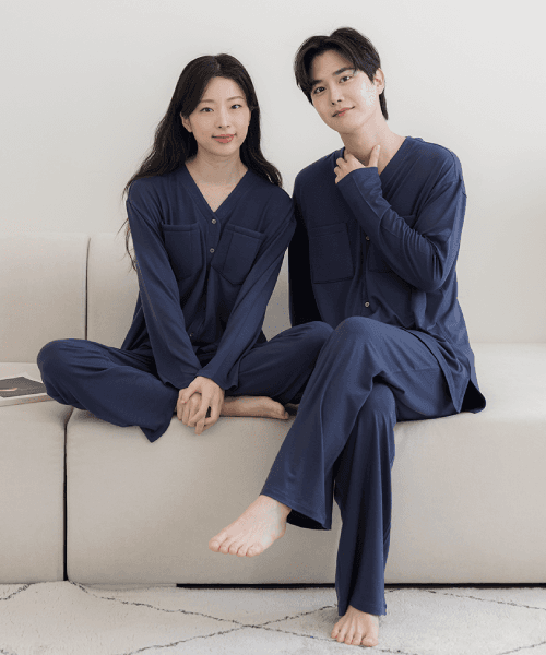 [릴렉스 파자마-기본 긴팔] B.P를 가려주는 모달 노브라잠옷 노브라웨어 수면잠옷 홈웨어